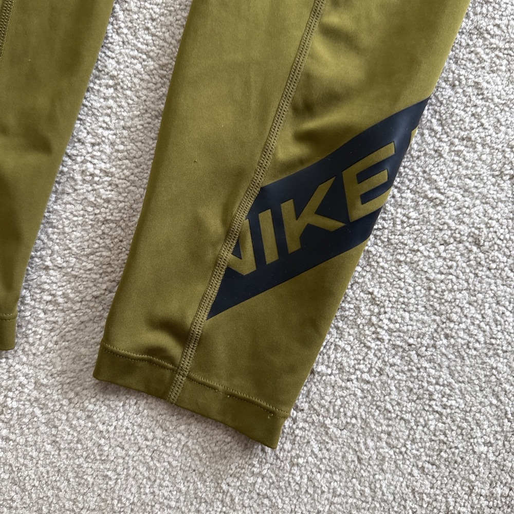 Women's Nike Pro Tight Fit 7/8 Length Training Sz M Olive Flak/Black - Picture 9 of 11